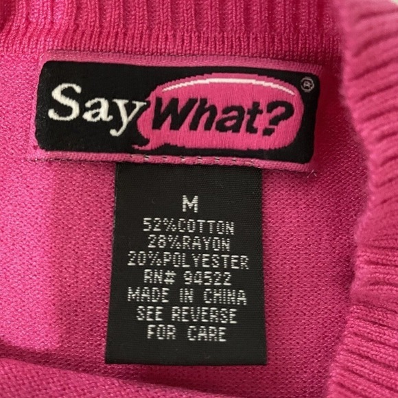 Say What Sweater Women Size Medium Pink Cotton Blend Long Sleeve Vintage Y2K - Picture 5 of 6